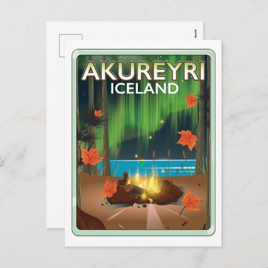 Reisposter Akureyri IJsland Feestdagenkaart (Voorkant / Achterkant)