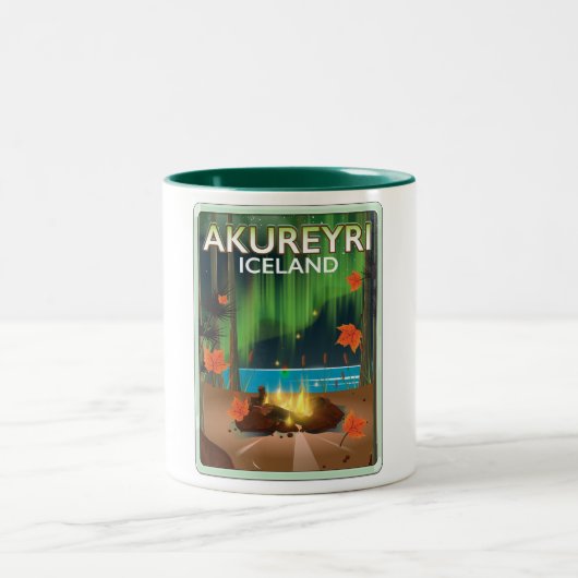 Reisposter Akureyri IJsland Tweekleurige Koffiemok (Center)