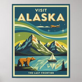 Reisposter Alaska Mid-Century Poster