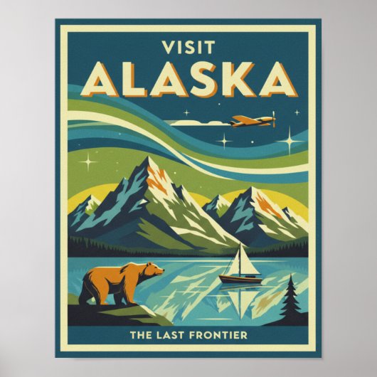Reisposter Alaska Mid-Century Poster (Voorkant)