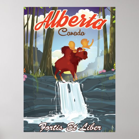 Reisposter Alberta Canada cartoon Poster (Voorkant)