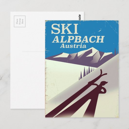 Reisposter Alpbach Austrian ski Briefkaart (Voorkant / Achterkant)