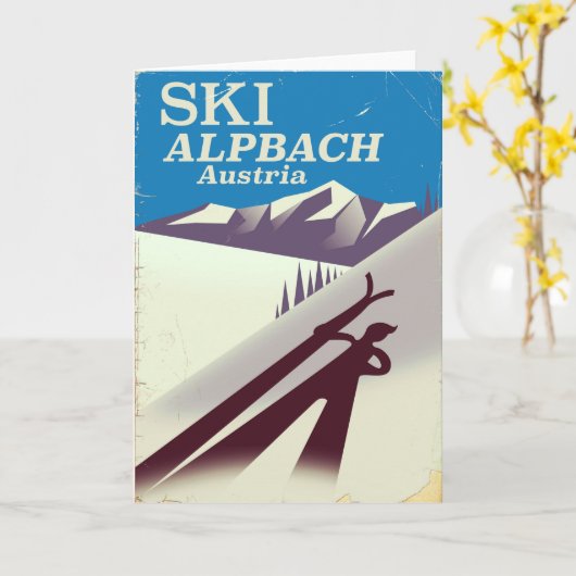 Reisposter Alpbach Austrian ski Kaart (Gele Bloem)