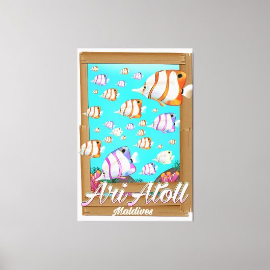 Reisposter Ari Atoll Maldives Canvas Afdruk (Voorkant)