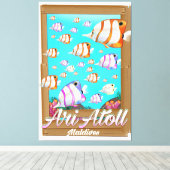 Reisposter Ari Atoll Maldives Canvas Afdruk (Insitu (Houten vloer))