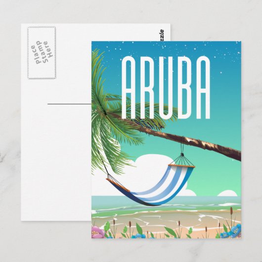 Reisposter Aruba Hammock Briefkaart (Voorkant / Achterkant)