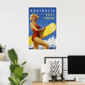 Reisposter Australië Surf Art Qantas Print (Thuiskantoor)