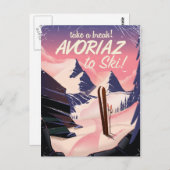 Reisposter Avoriaz France Ski Briefkaart (Voorkant / Achterkant)