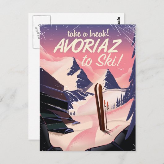 Reisposter Avoriaz France Ski Briefkaart (Voorkant / Achterkant)