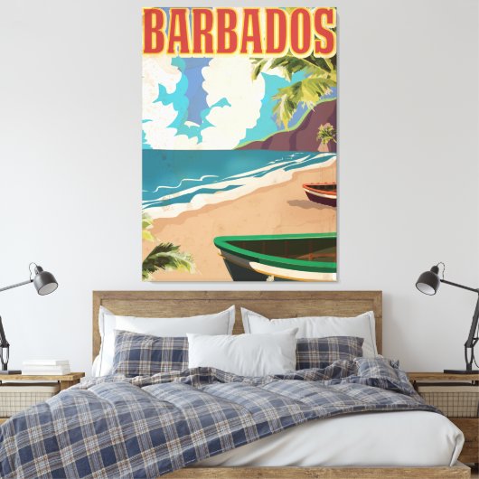 Reisposter Barbados Canvas Afdruk (Insitu (Slaapkamer))