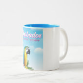 Reisposter Barbados Parrot Tweekleurige Koffiemok (Voorkant rechts)