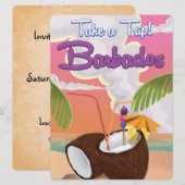 Reisposter Barbados Vacation Cartoon Kaart (Voorkant / Achterkant)