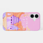 Reisposter Beijing China | Roze & Lavendel Kunst iPhone 16 Hoesje (Achterkant horizontaal)