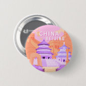 Reisposter Beijing China | Roze & Lavendel Kunst Ronde Button 5,7 Cm (Voorkant /achterkant)
