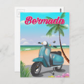 Reisposter Bermuda Beach Scooter Briefkaart (Voorkant / Achterkant)