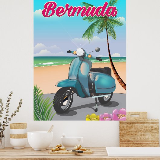 Reisposter Bermuda Beach Scooter Poster (Keuken)