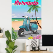 Reisposter Bermuda Beach Scooter Poster (Thuiskantoor)