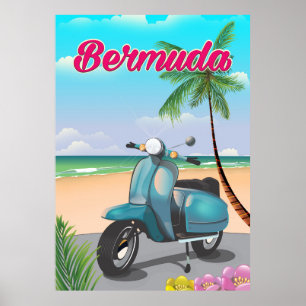 Reisposter Bermuda Beach Scooter Poster