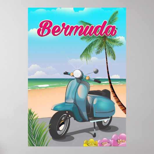 Reisposter Bermuda Beach Scooter Poster (Voorkant)