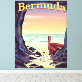 Reisposter Bermuda Pirate Cave Canvas Afdruk (Insitu (Houten vloer))