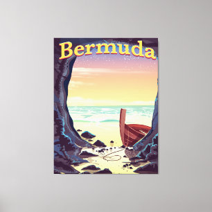 Reisposter Bermuda Pirate Cave Canvas Afdruk