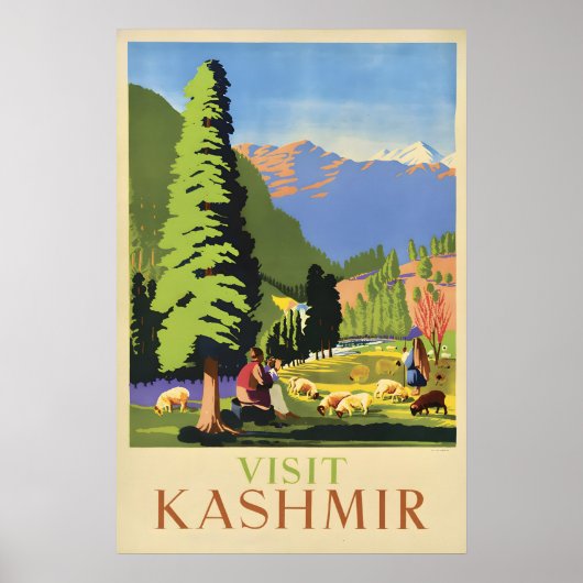 Reisposter Bezoek Kashmir Poster (Voorkant)