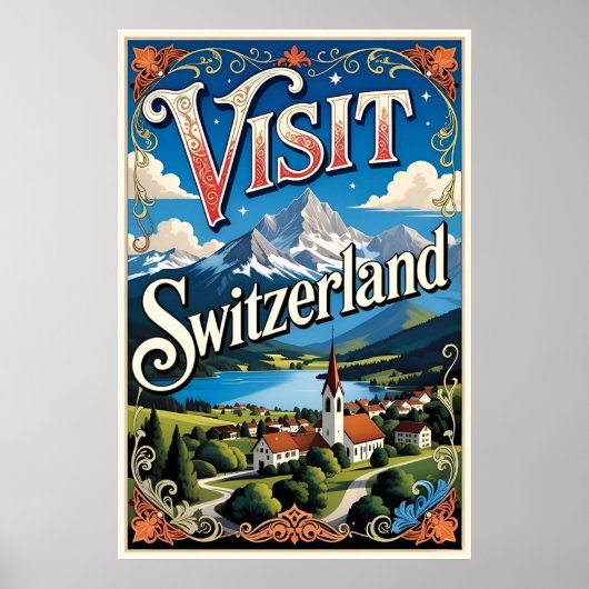 Reisposter Bezoek Zwitserland Poster (Voorkant)