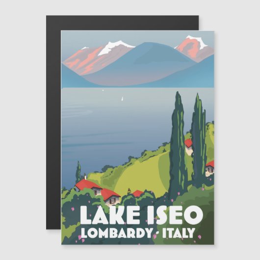 Reisposter bij het meer van Iseo, Lombardije Itali (Voorkant / Achterkant)