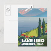 Reisposter bij het meer van Iseo, Lombardije Itali Briefkaart (Voorkant / Achterkant)