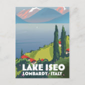 Reisposter bij het meer van Iseo, Lombardije Itali Briefkaart (Voorkant)