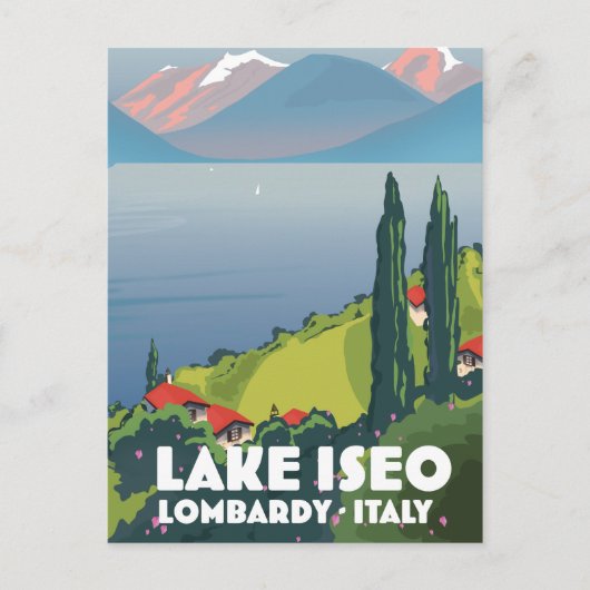 Reisposter bij het meer van Iseo, Lombardije Itali Briefkaart (Voorkant)