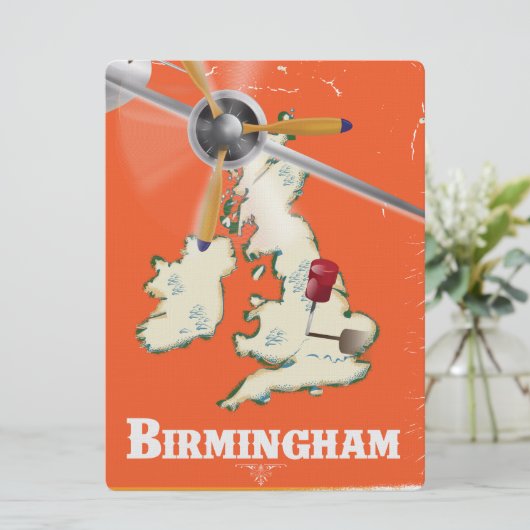 reisposter Birmingham Kaart (Staand voorkant)