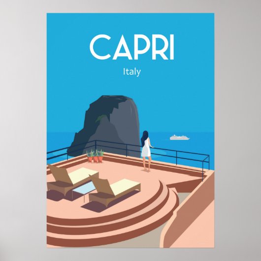 Reisposter Blue zee van Capri Italië Poster (Voorkant)