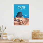 Reisposter Blue zee van Capri Italië Poster (Keuken)
