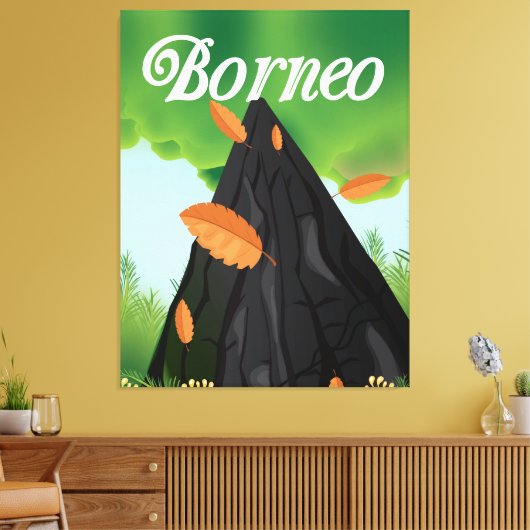 Reisposter Borneo Rainforest Canvas Afdruk (Insitu (Woonkamer))