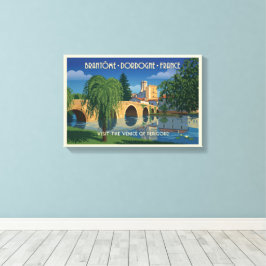 Reisposter Brantôme Dordogne Frankrijk uit het ver Canvas Afdruk