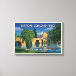 Reisposter Brantôme Dordogne Frankrijk uit het ver Canvas Afdruk