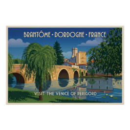 Reisposter Brantôme Dordogne Frankrijk Vintage Perfect Poster