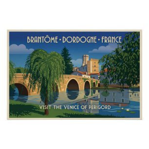 Reisposter Brantôme Dordogne Frankrijk Vintage Perfect Poster