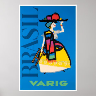 Reisposter Brazilië Rio De Janeiro Kunst Varig Poster