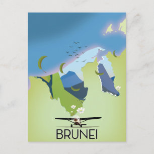 reisposter Brunei Map Briefkaart