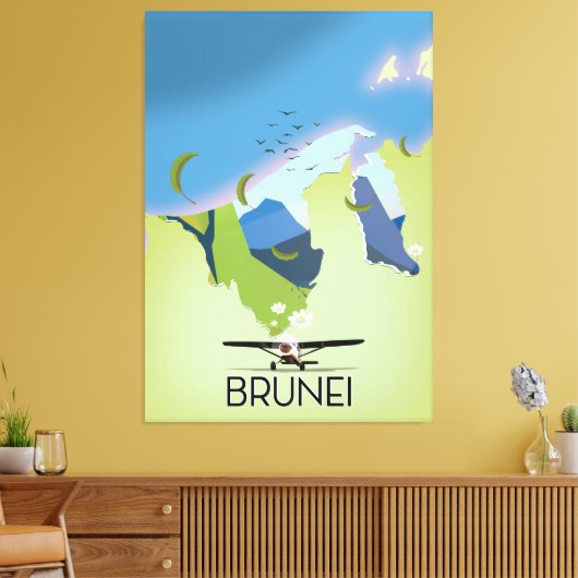 reisposter Brunei Map Canvas Afdruk (Insitu (Woonkamer))