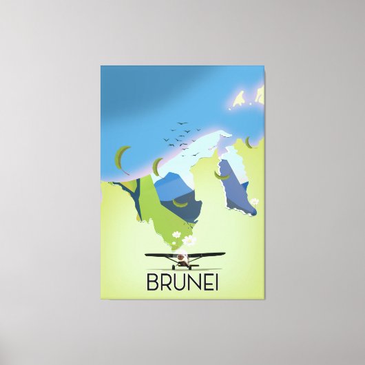 reisposter Brunei Map Canvas Afdruk (Voorkant)