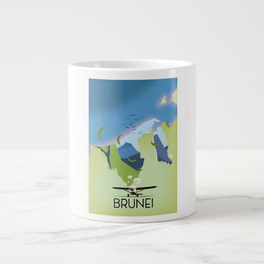 reisposter Brunei Map Grote Koffiekop (Voorkant)