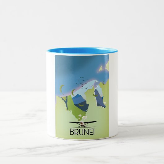 reisposter Brunei Map Tweekleurige Koffiemok (Center)