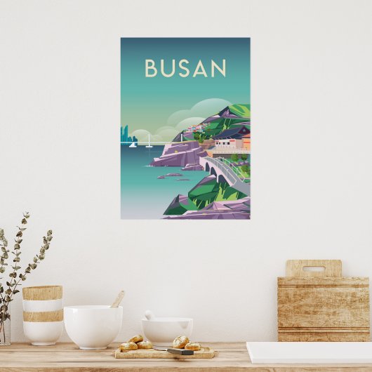 Reisposter Busan Zuid-korea Poster (Keuken)