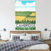 Reisposter Cambridge Train Canvas Afdruk (Insitu (Slaapkamer))