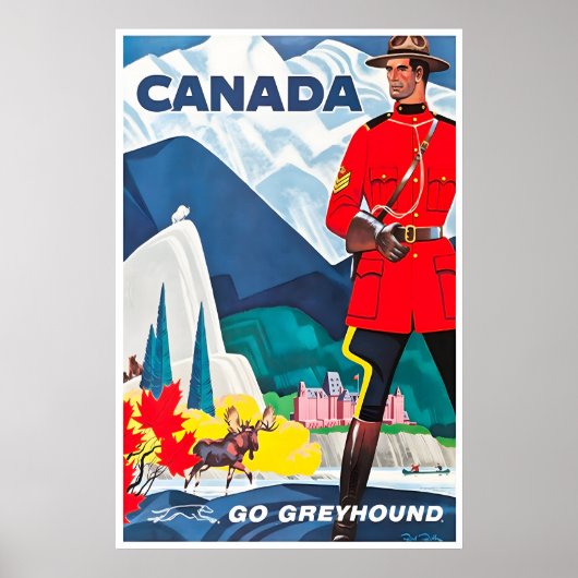 Reisposter Canada Canadees Muurschilderij Mountie Poster (Voorkant)