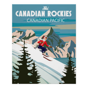Reisposter Canadian Rockies Ski resort Perfect Poster