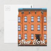 Reisposter cartoon New York Brownstone Briefkaart (Voorkant / Achterkant)